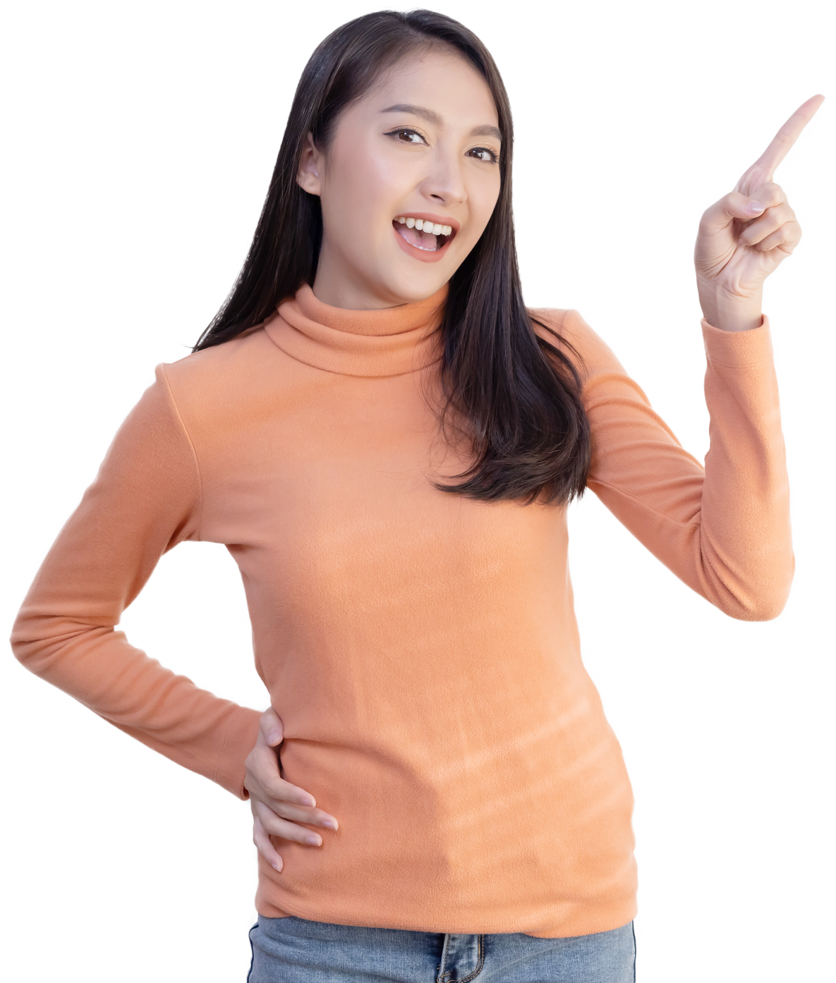 Woman Pointing to Blank Space